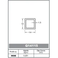 Square Railing Profile 14 x 14 - 1,5 mm