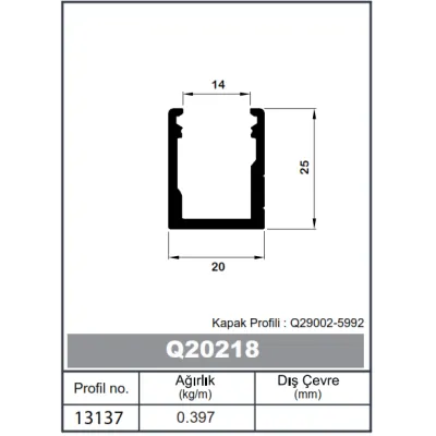 Square Railing Profile 20 x 25 - 1,8 mm