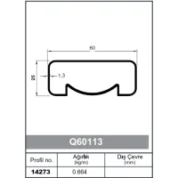 Square Railing Profile  60 x 25 - 1,3 mm